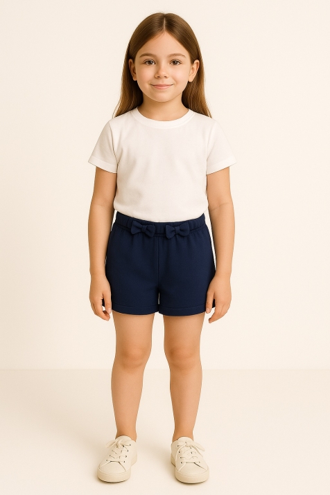 Детски къси панталонки момиче с панделки, тъмно син цвят