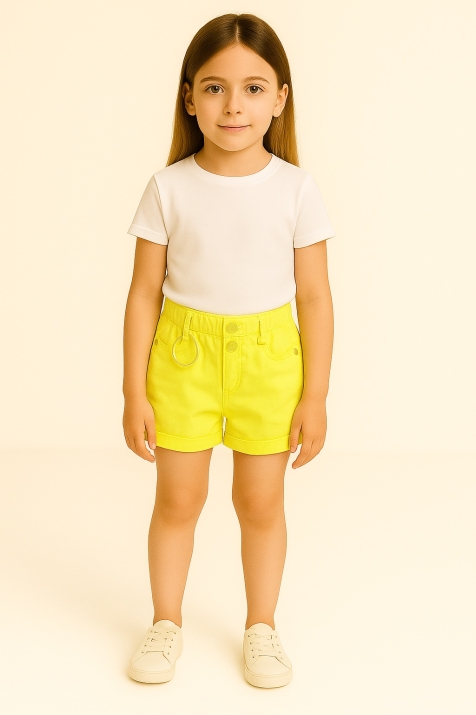 Детски къси панталонки момиче, жълт цвят
