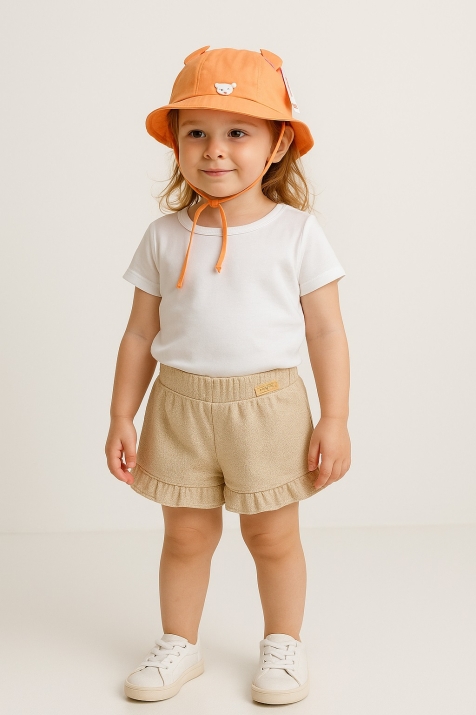 Детска шапка за момиче, оранжев цвят