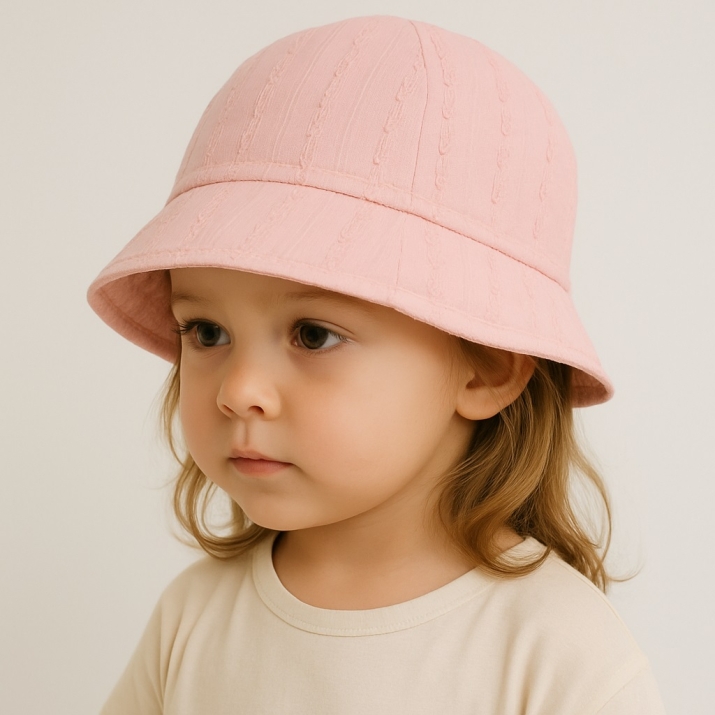Детска шапка за момиче, розов цвят
