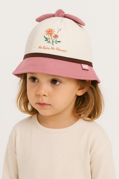 Детска шапка за момиче, розов цвят
