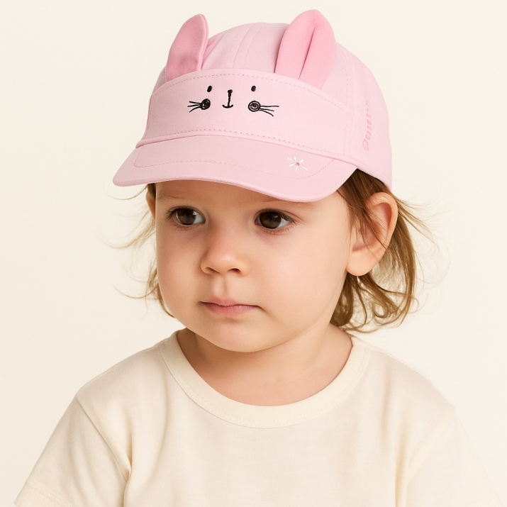 Детска шапка за момиче, розов цвят