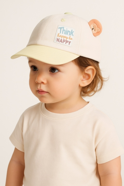 Детска шапка за момиче, бял цвят