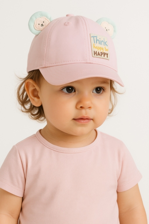 Детска шапка за момиче, розов цвят