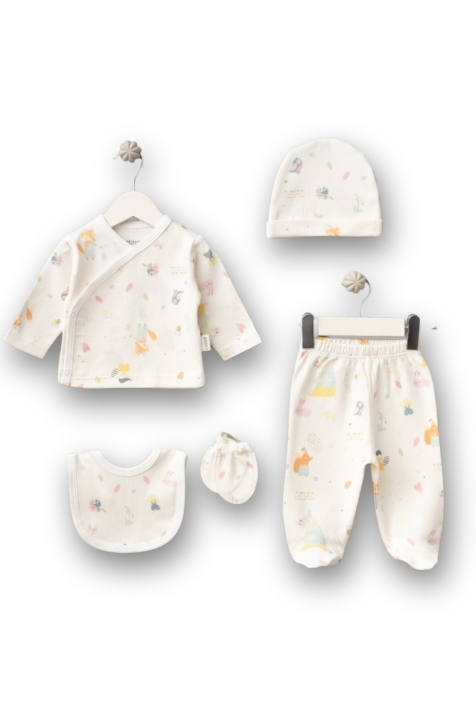 Комплект за изписване от органичен памук 5 части, бял цвят