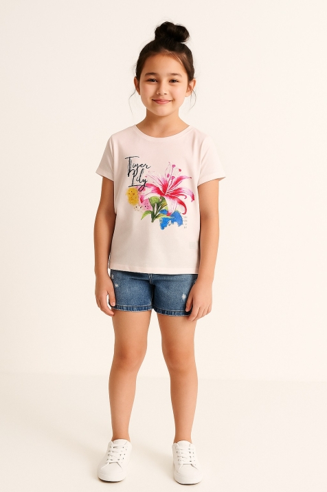 Детска тениска за момиче, розов цвят
