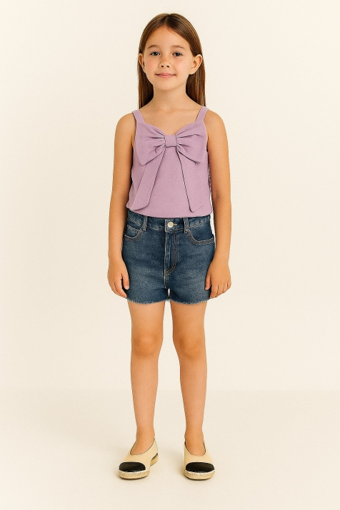 Детски потник момиче с панделка, лилав цвят