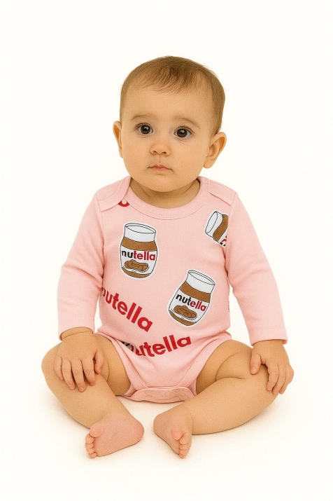 Бебешко боди дълъг ръкав Nutella, розов цвят