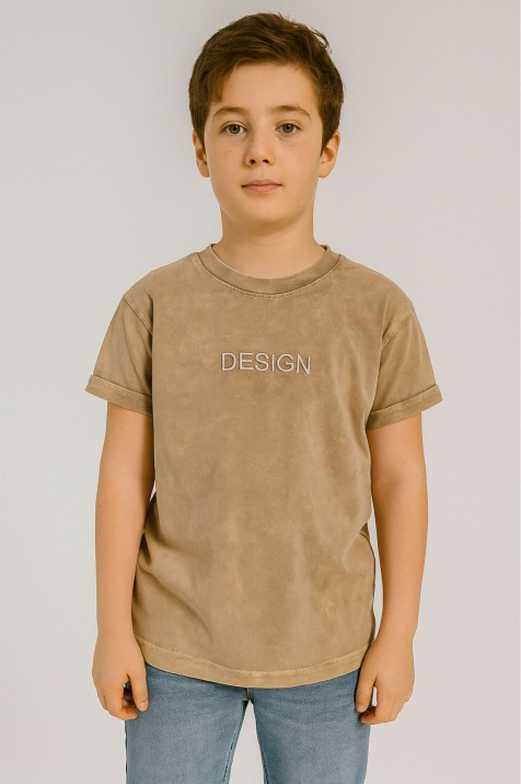 Детска тениска за момче, бежов цвят  