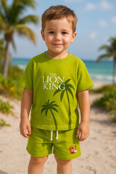 Детски комплект за момче с къс ръкав, зелен цвят 