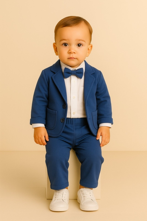 Детски комплект за момче от 4 части с боди, син цвят