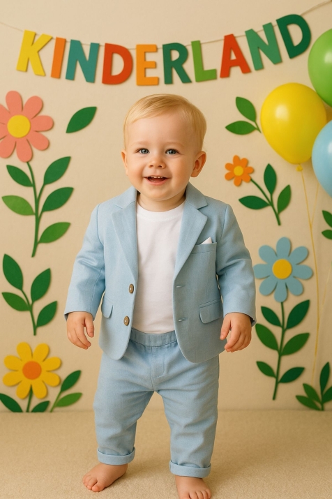 Детски комплект за момче с тениска, син цвят