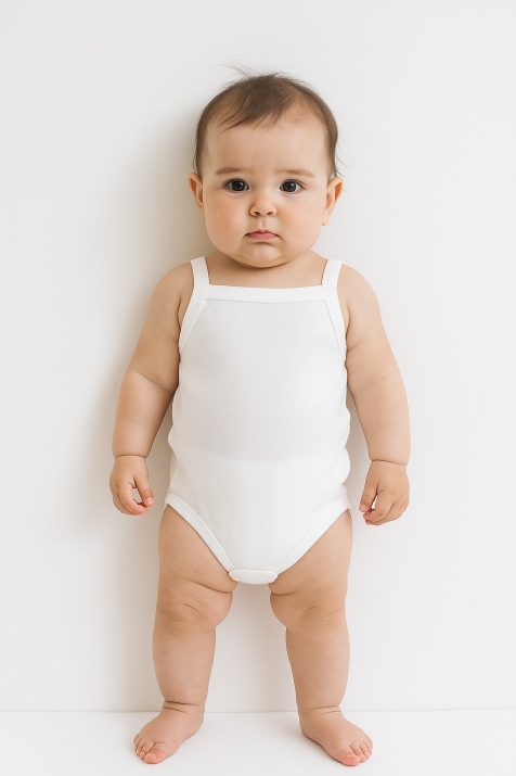 Бебешко боди без ръкав, бял цвят