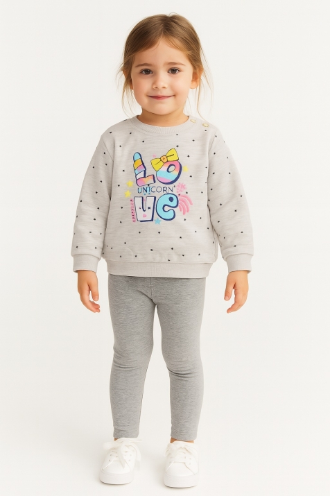 Бебешка блуза момиче дълъг ръкав Еднорог, бежов цвят