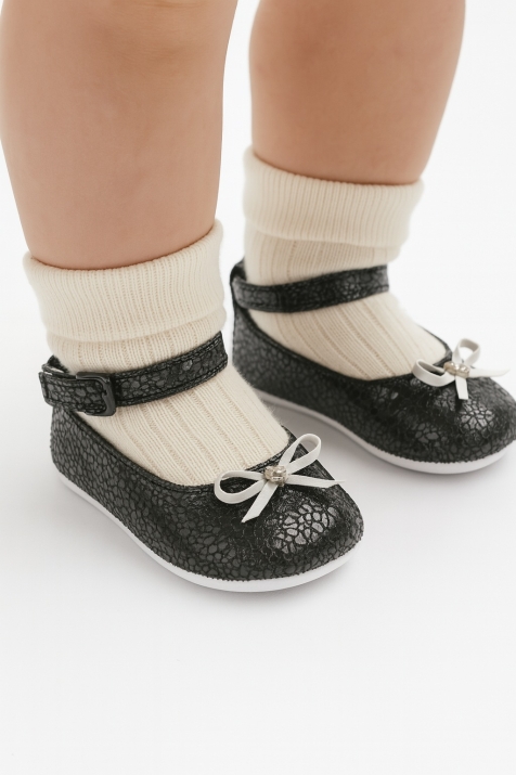 Бебешки декоративни обувки за момиче, черен цвят
