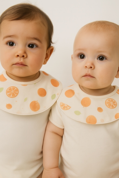 Бебешки лигавничета 2 броя в комплект, портокалче