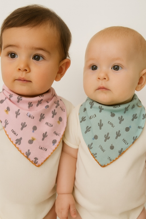 Бебешки лигавничета 2 броя в комплект, кактуси 
