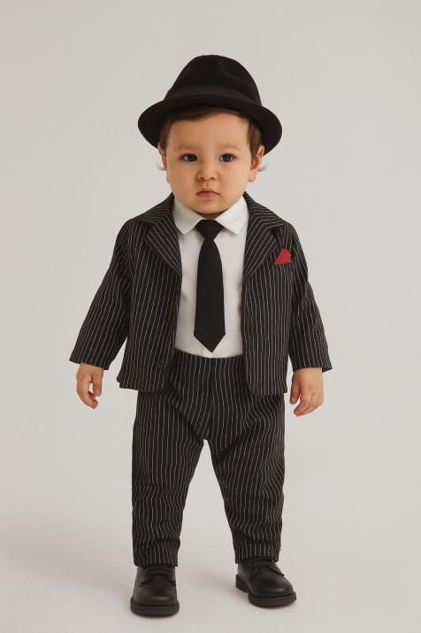 Детски комплект момче дълъг ръкав 4 части, черен цвят