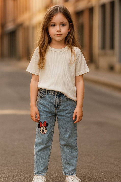 Детски дънки за момиче, син цвят 