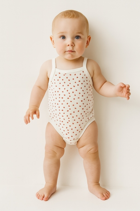 Бебешко боди без ръкав, цвят екрю