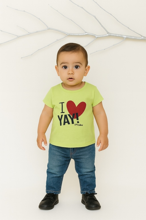 Бебешка тениска момиче, светло жълт цвят