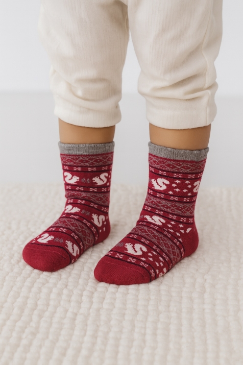 Детски чорапи Коледа, червен цвят