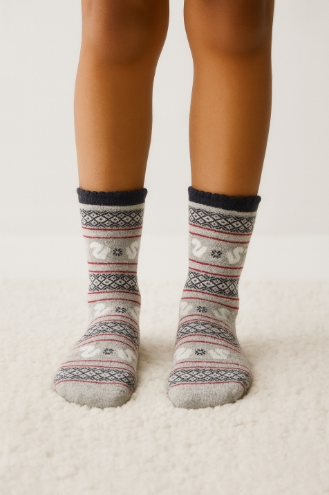 Детски чорапи Коледа, сив цвят