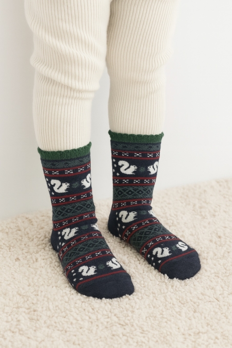 Детски чорапи Коледа, зелен цвят