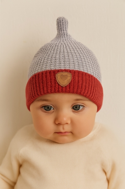 Бебешка шапка момче, сив цвят