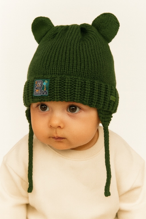 Бебешка шапка момче, зелен цвят