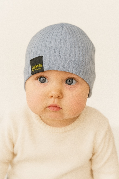 Бебешка шапка момче, син цвят