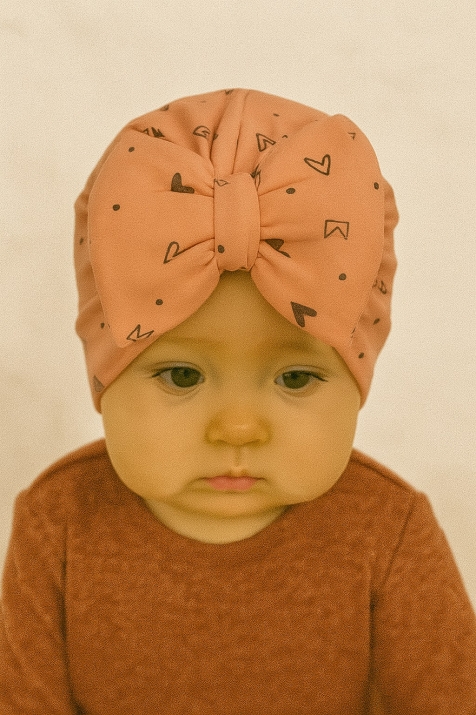 Бебешка шапка момиче, розов цвят