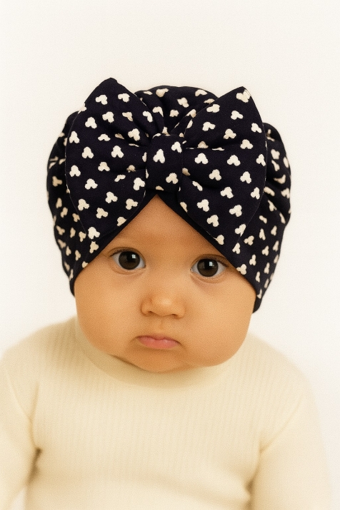 Бебешка шапка бебе момиче, тъмно син цвят
