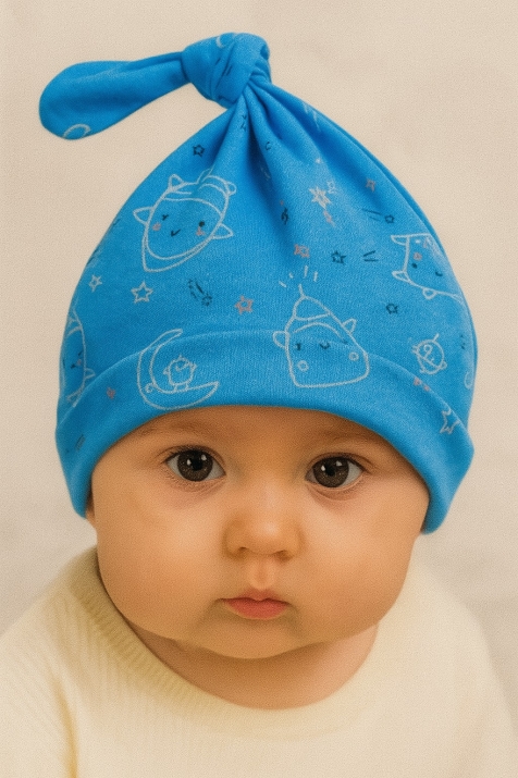 Бебешка шапка с ракетки, син цвят