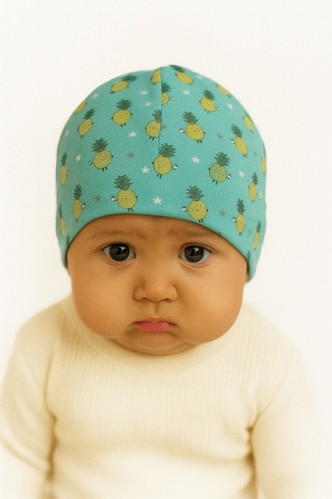 Бебешка шапка с ананаси, зелен цвят