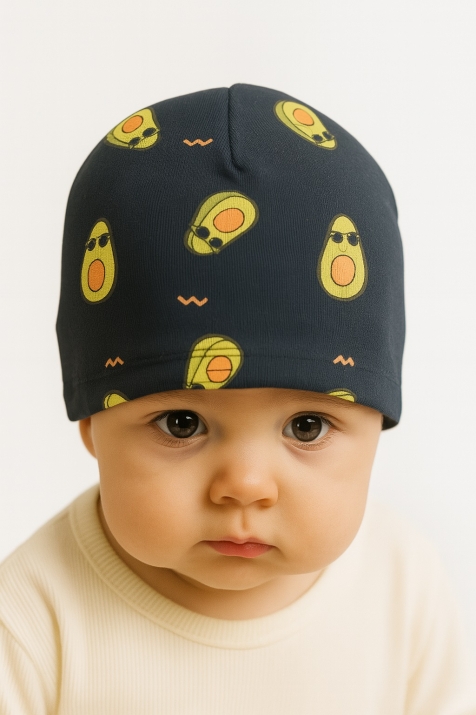 Бебешка шапка с авокадо, тъмно син цвят