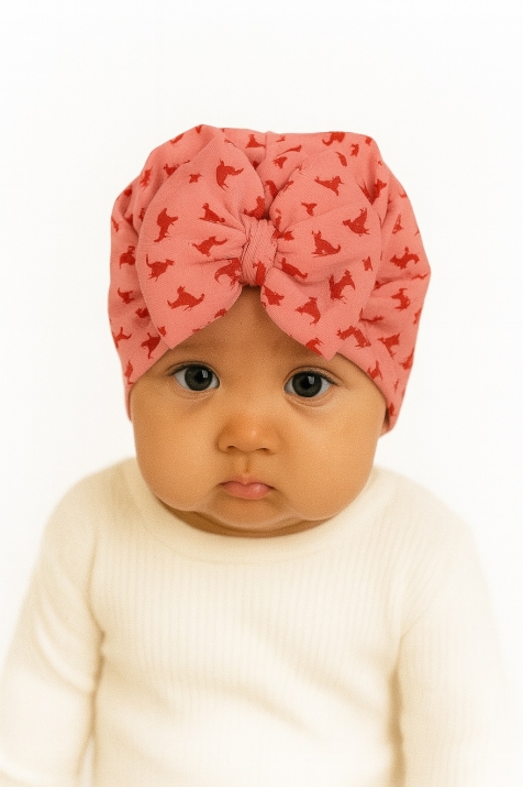 Бебешка шапка момиче с котета, розов цвят