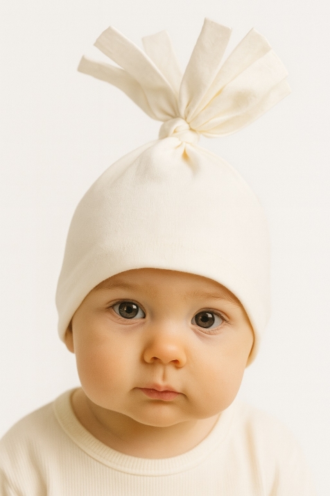 Бебешка шапка, цвят екрю