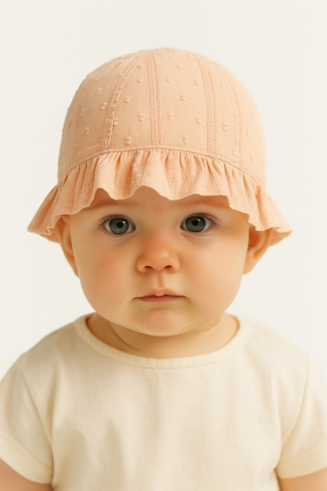 Детска шапка за момиче, розов цвят