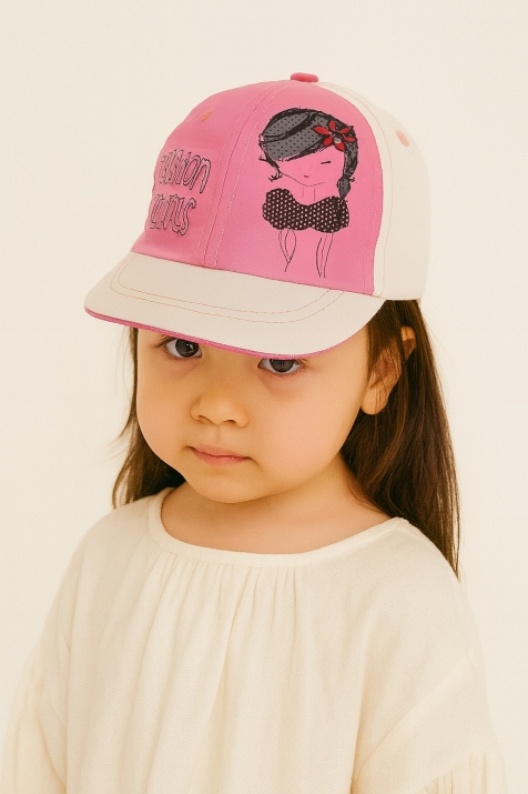 Детска шапка момиче, светло розов цвят