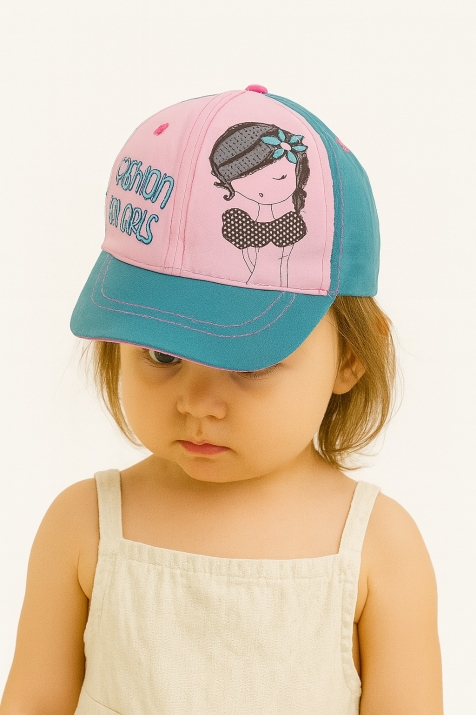 Детска шапка момиче, син цвят