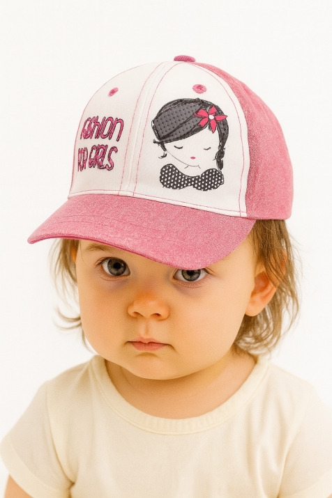 Детска шапка момиче, червен цвят