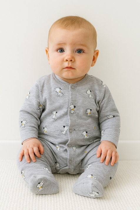 Бебешки гащеризон с дълъг ръкав, сив цвят