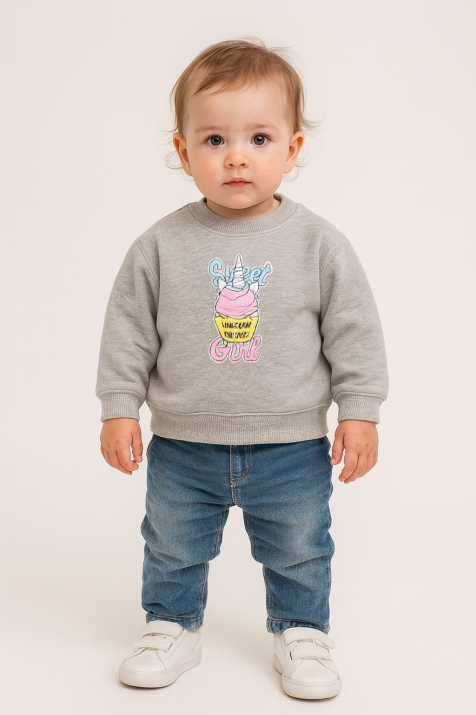 Детска блуза момиче дълъг ръкав, сив цвят