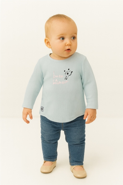 Детска блуза момиче дълъг ръкав, зелен цвят