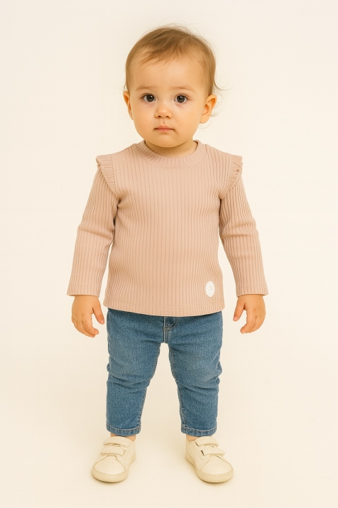 Детска блуза момиче дълъг ръкав, розов цвят