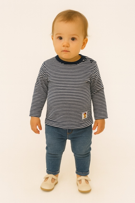 Детска блуза дълъг ръкав райе, черен цвят