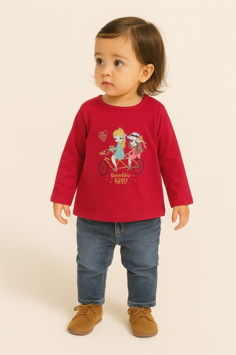 Бебешка блуза момиче дълъг ръкав, цикламен цвят