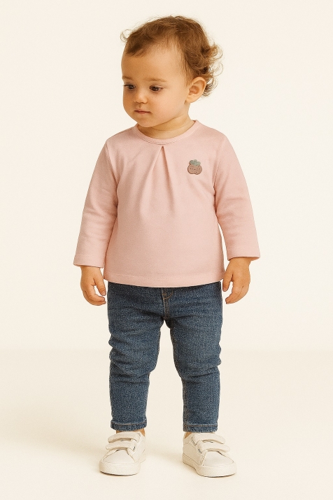 Детска блуза момиче дълъг ръкав, розов цвят