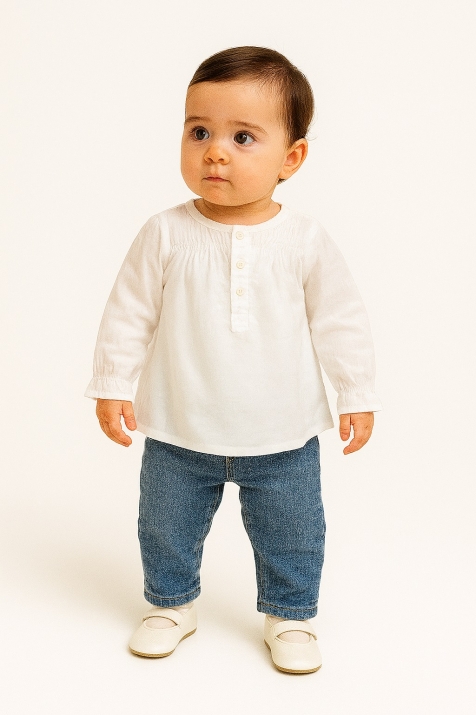 Детска блуза момиче дълъг ръкав, бял цвят